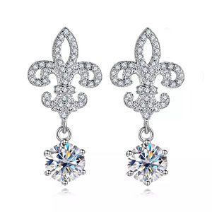 Certified 2ct. t.w. Diamond Dangle Earrings 18k White Gold over Italy Silver